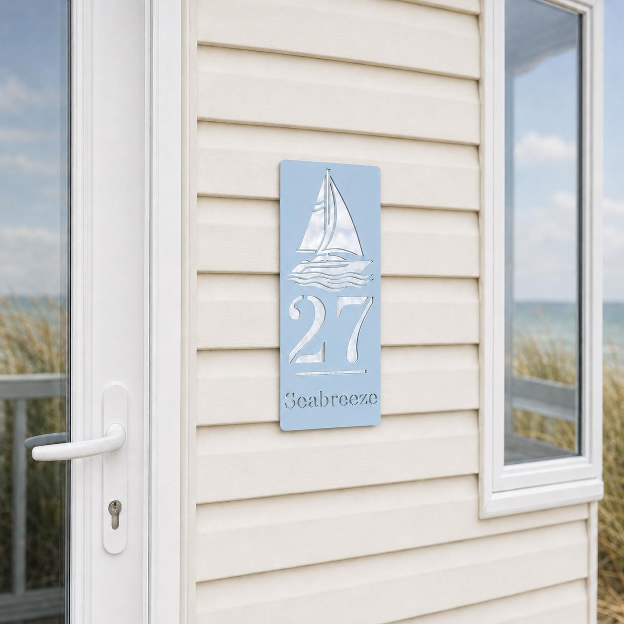 Personalised Caravan Sign with Sailing Boat, Custom Static Caravan Name Plaque, Nautical Holiday Home Sign, Yacht Caravan Decor