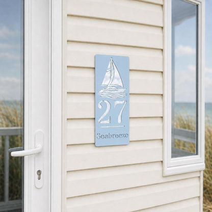 Personalised Caravan Sign with Sailing Boat, Custom Static Caravan Name Plaque, Nautical Holiday Home Sign, Yacht Caravan Decor