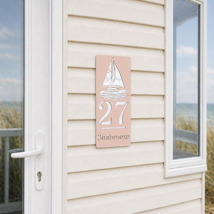 Personalised Caravan Sign with Sailing Boat, Custom Static Caravan Name Plaque, Nautical Holiday Home Sign, Yacht Caravan Decor