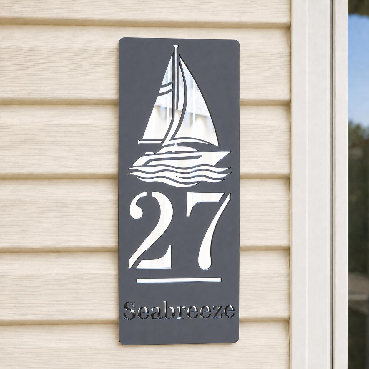 Personalised Caravan Sign with Sailing Boat, Custom Static Caravan Name Plaque, Nautical Holiday Home Sign, Yacht Caravan Decor