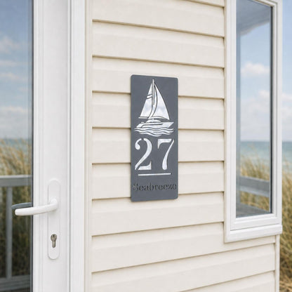 Personalised Caravan Sign with Sailing Boat, Custom Static Caravan Name Plaque, Nautical Holiday Home Sign, Yacht Caravan Decor