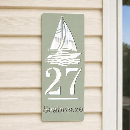 Personalised Caravan Sign with Sailing Boat, Custom Static Caravan Name Plaque, Nautical Holiday Home Sign, Yacht Caravan Decor