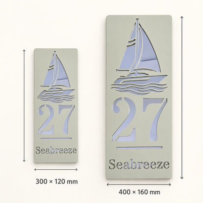 Personalised Caravan Sign with Sailing Boat, Custom Static Caravan Name Plaque, Nautical Holiday Home Sign, Yacht Caravan Decor